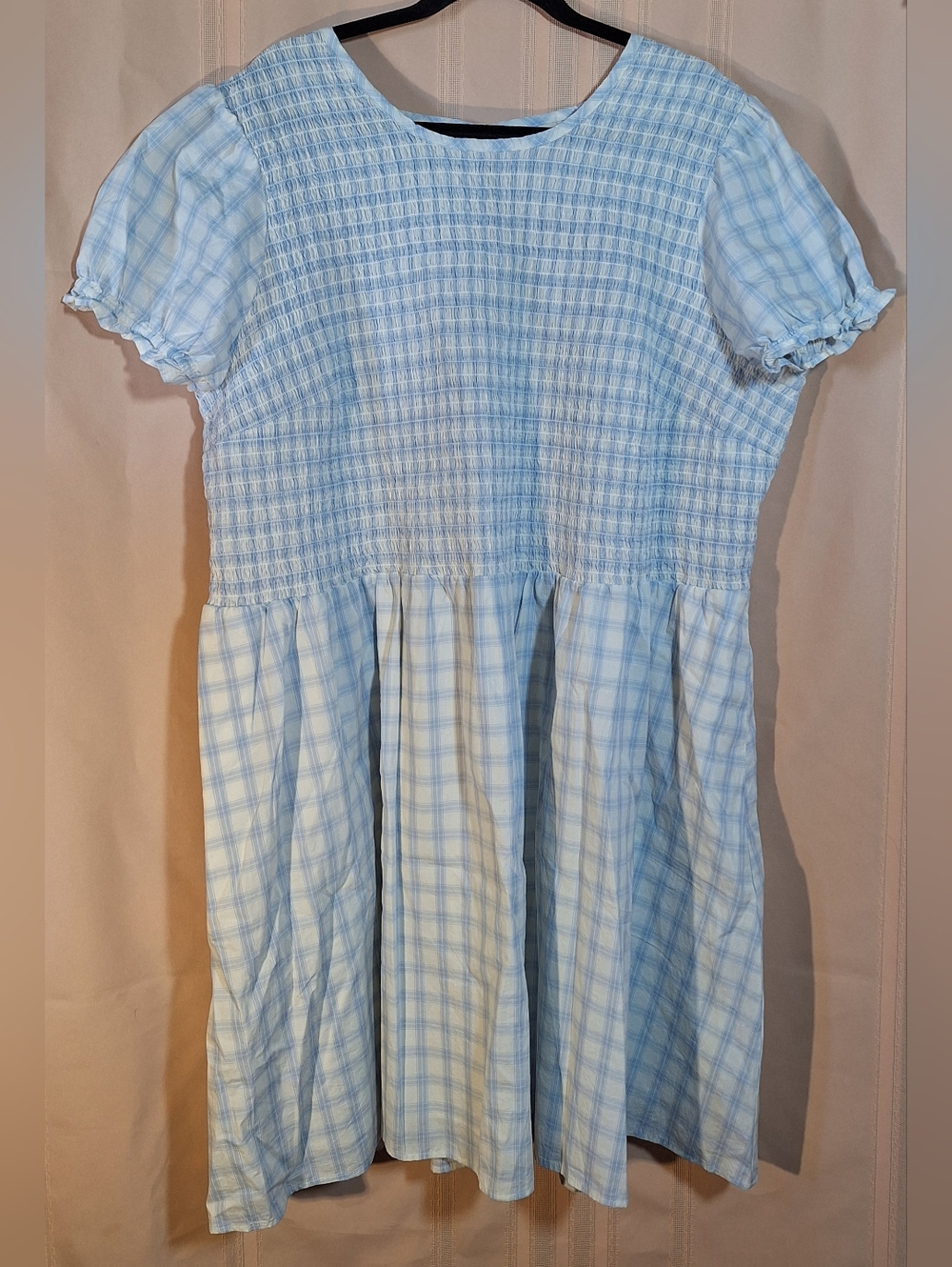UNIVERSAL THREAD Light Blue Plaid Smocked Dress